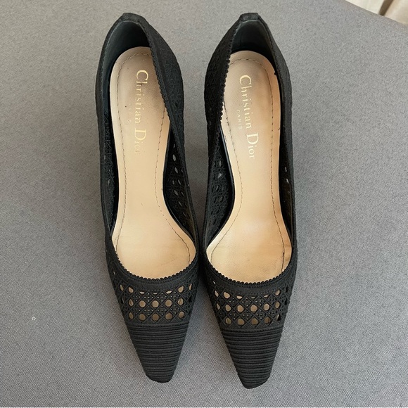 Christian Dior Black Mesh Lace Cannage Pump | Size 7/37 - Picture 8 of 8